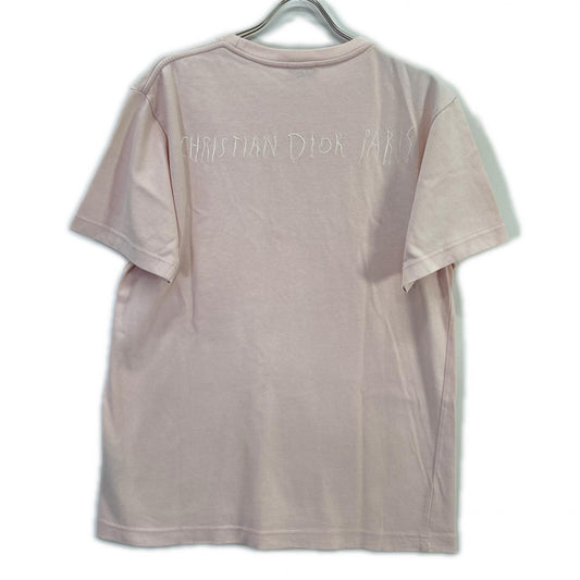DIOR Raymond Pettibon Paris Embroidered T-Shirt Pink Size M