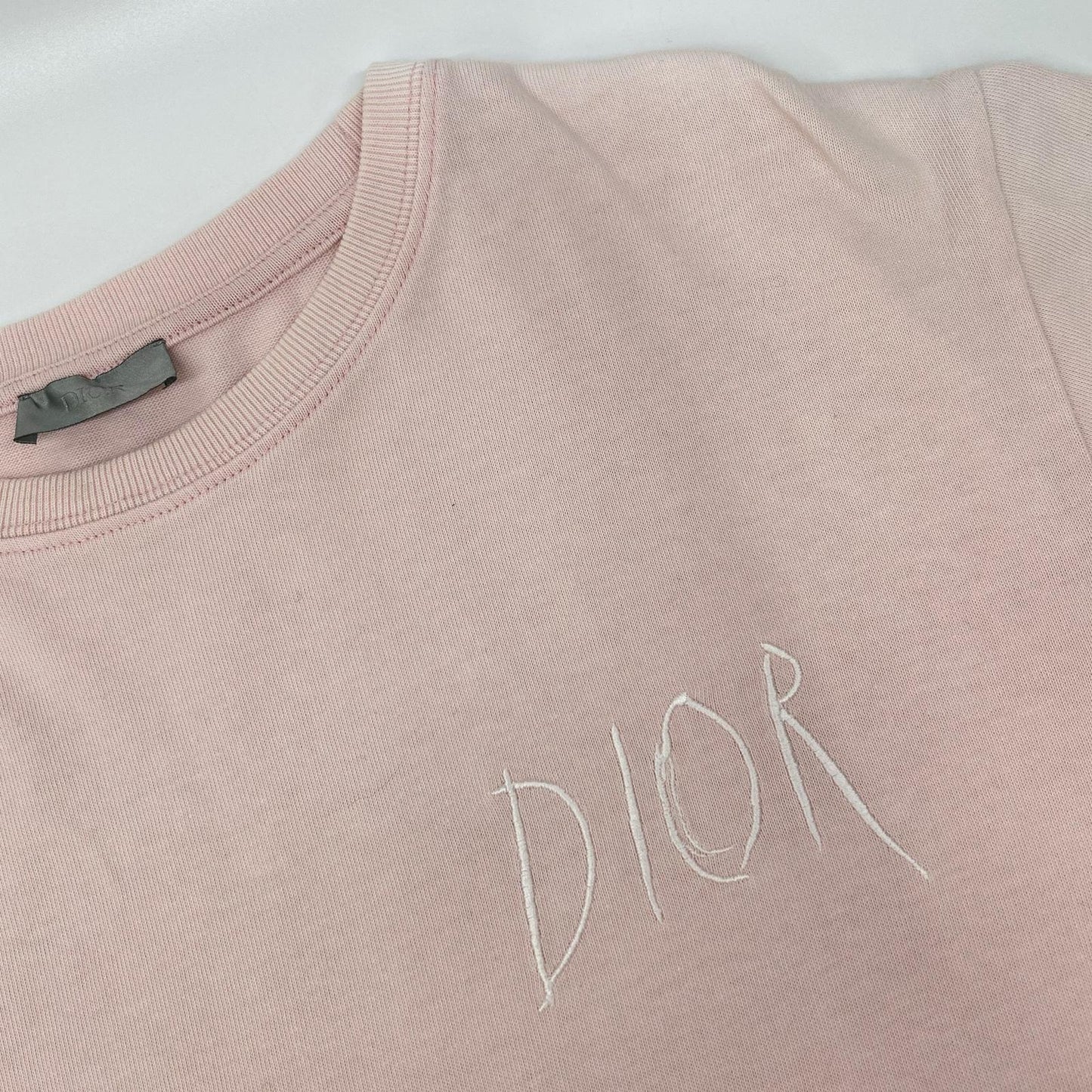 DIOR Raymond Pettibon Paris Embroidered T-Shirt Pink Size M