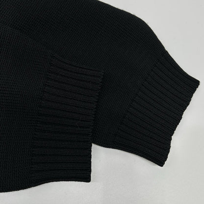 FENDI FZY020 Applique Crewneck Wool Sweater Black Size 54
