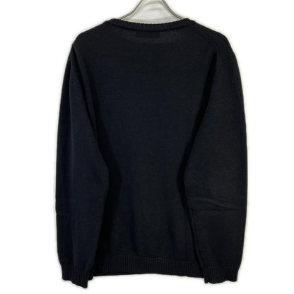 FENDI FZY020 Applique Crewneck Wool Sweater Black Size 54