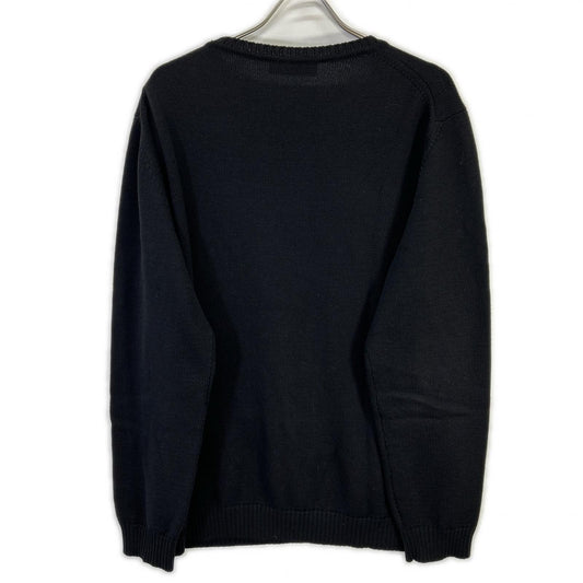 FENDI FZY020 Applique Crewneck Wool Sweater Black Size 54
