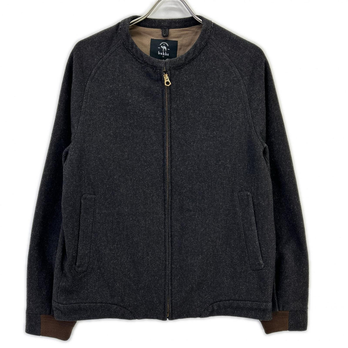 bukht B-66508 Wool Cashmere No-Collar Jacket Black Size 1