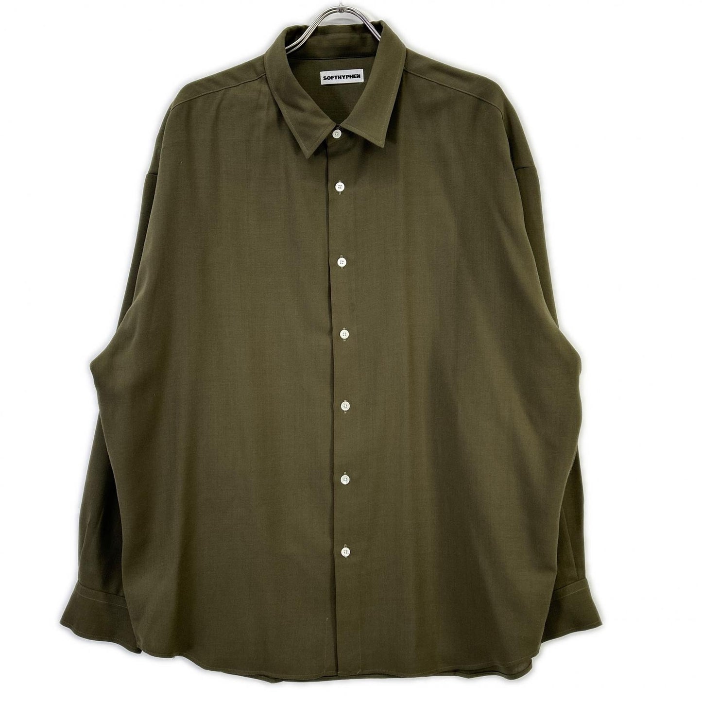 SOFTHYPHEN MGMFB232251 Wool Blend Long Sleeve Shirt Olive Size 03