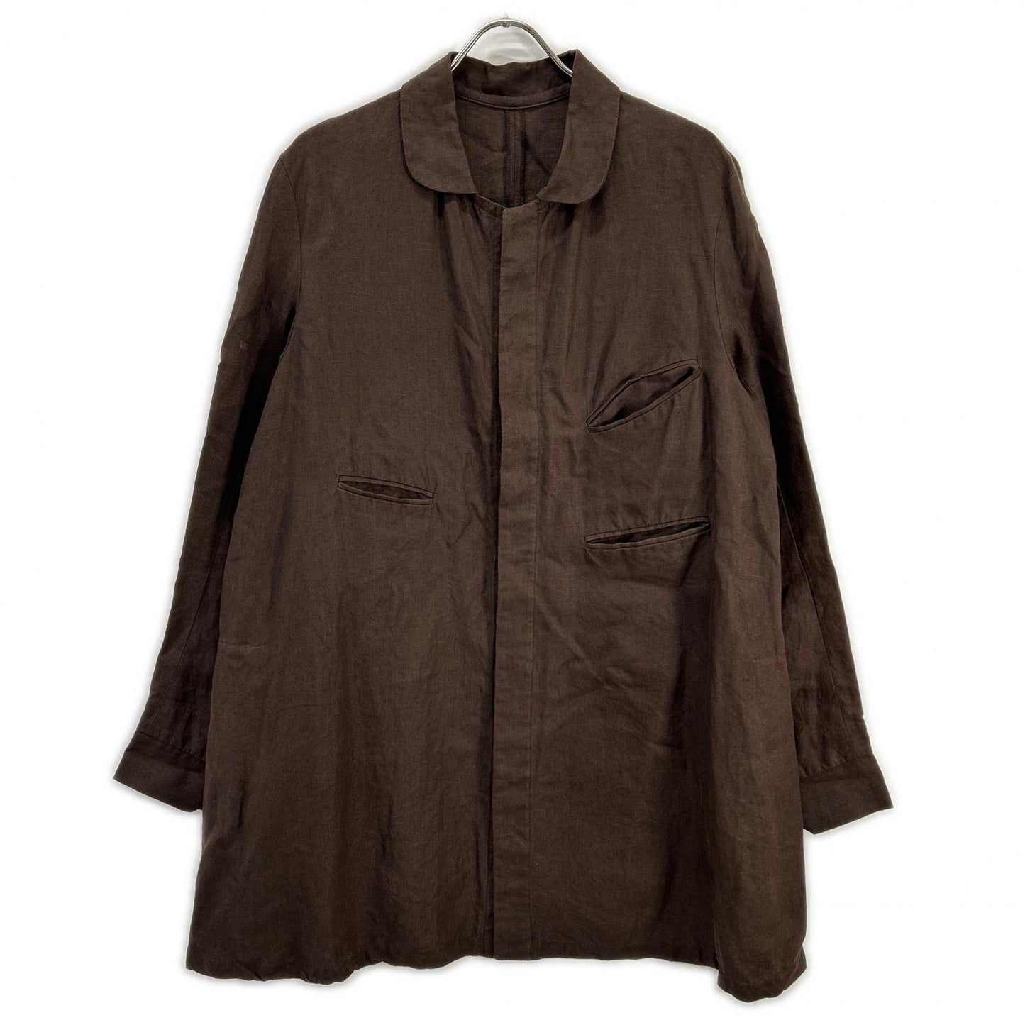ANATOMICA Linen Arthur Coat Dark Brown