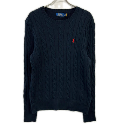 POLO RALPH LAUREN Navy Cable Cotton Sweater Size S
