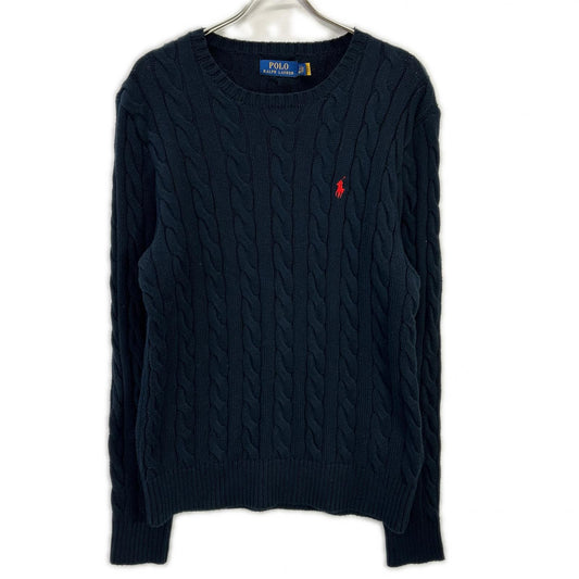 POLO RALPH LAUREN Navy Cable Cotton Sweater Size S