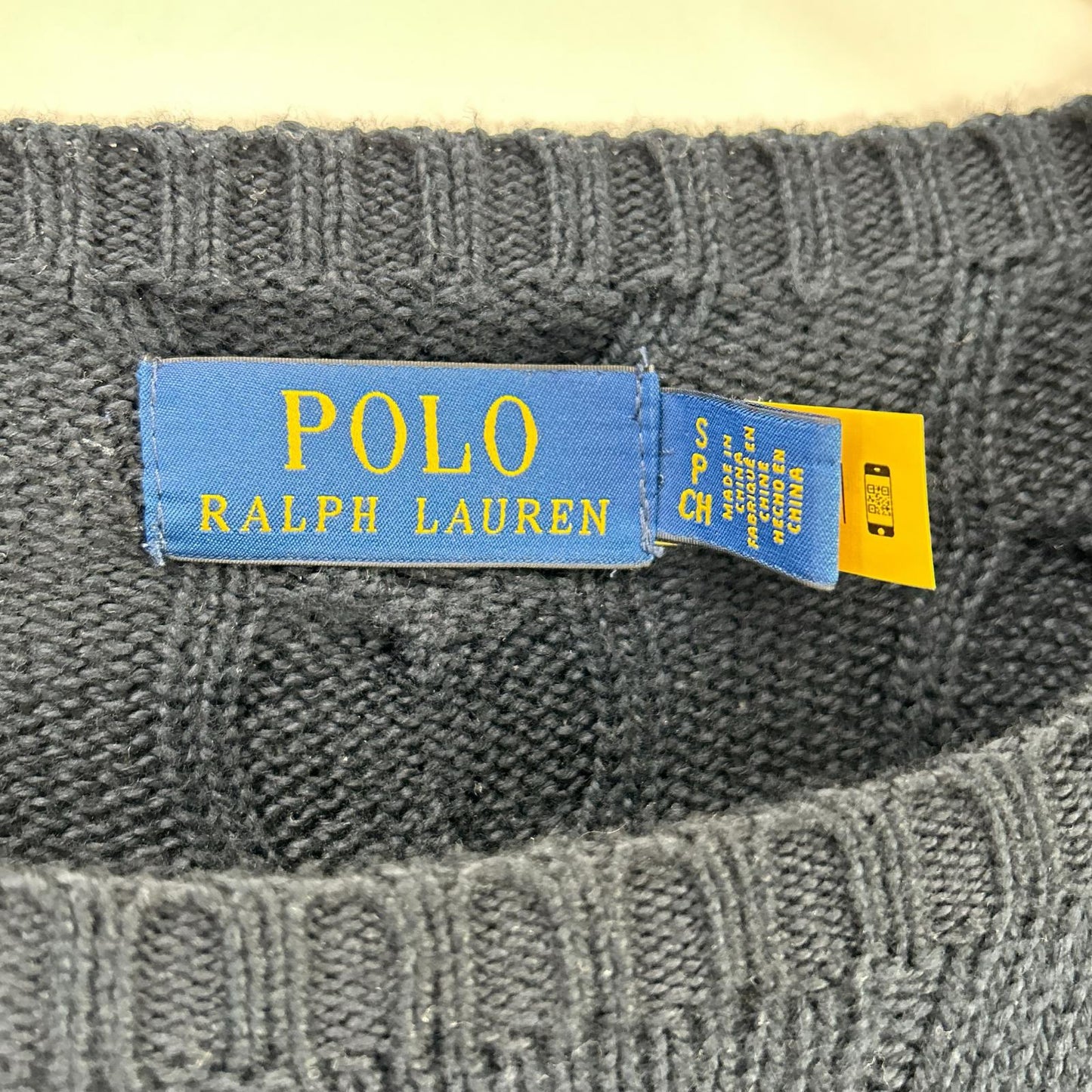 POLO RALPH LAUREN Navy Cable Cotton Sweater Size S