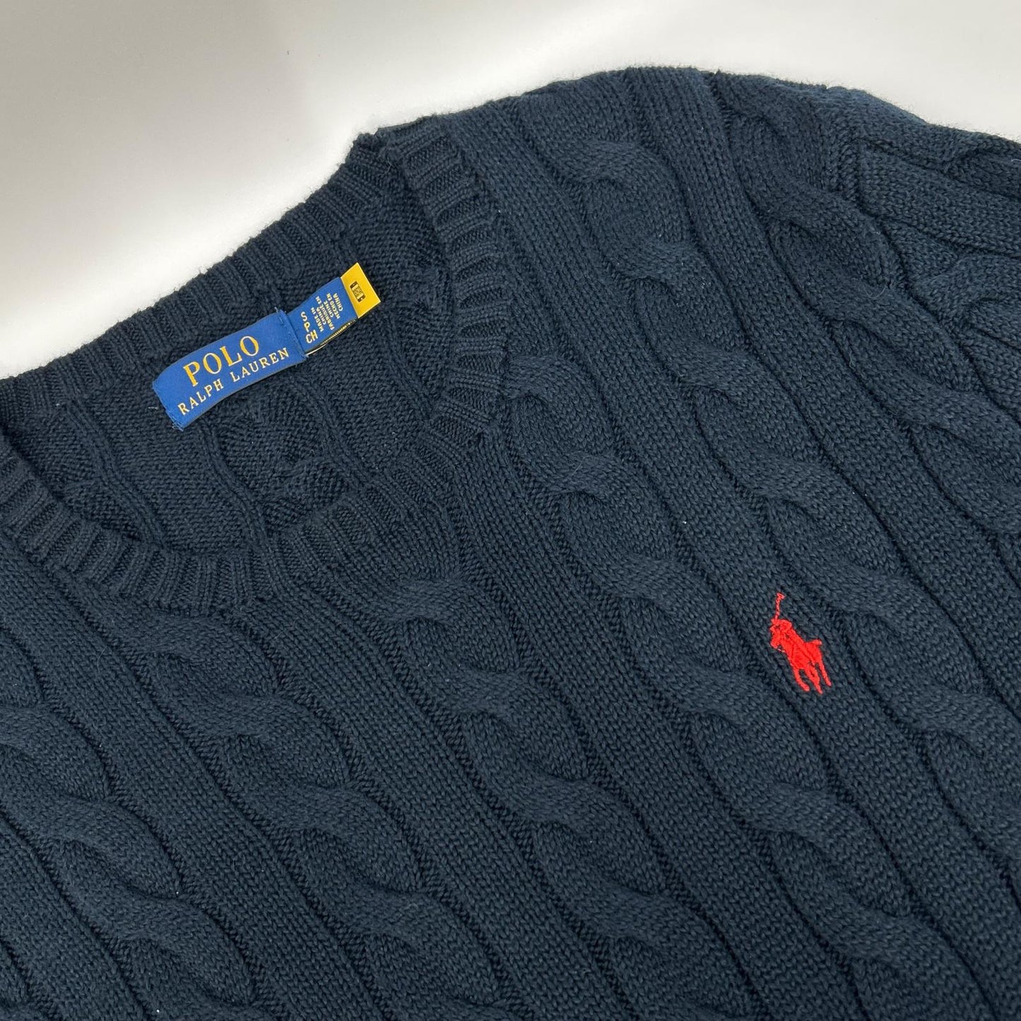 POLO RALPH LAUREN Navy Cable Cotton Sweater Size S
