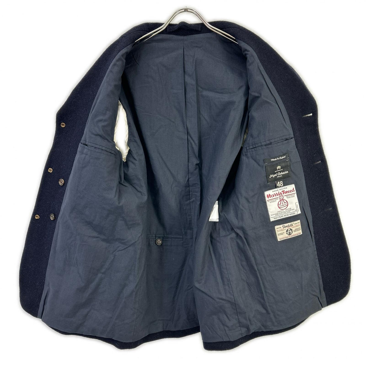 NIGEL CABOURN Harris Tweed Mallory Jacket Navy Size 48