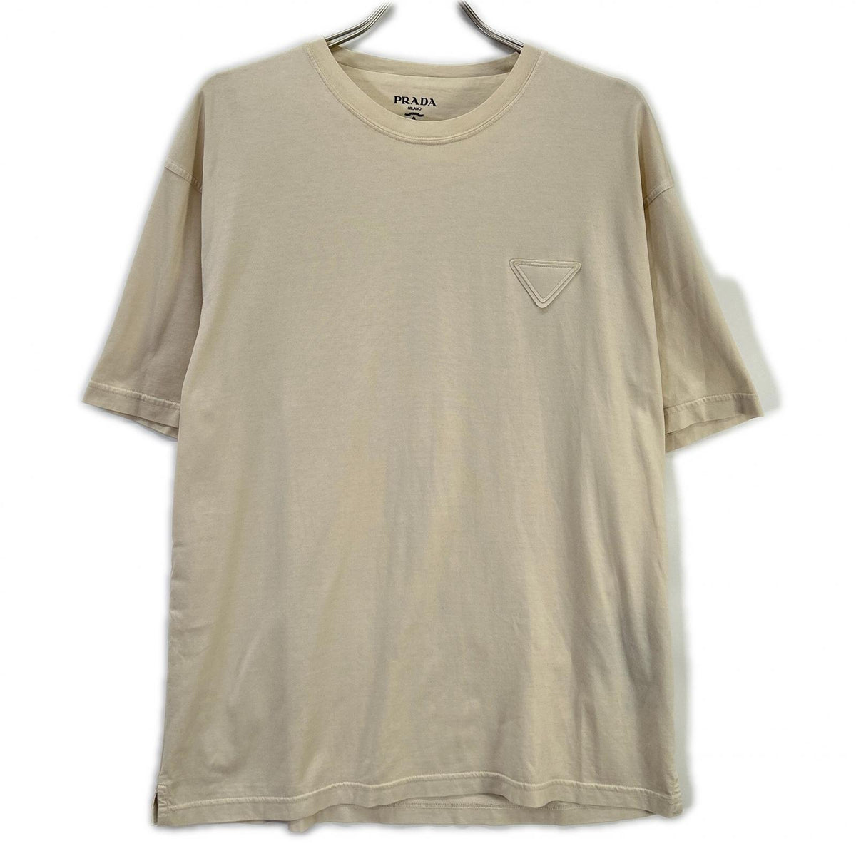 PRADA 23SS Triangle Logo T-Shirt Beige Size L