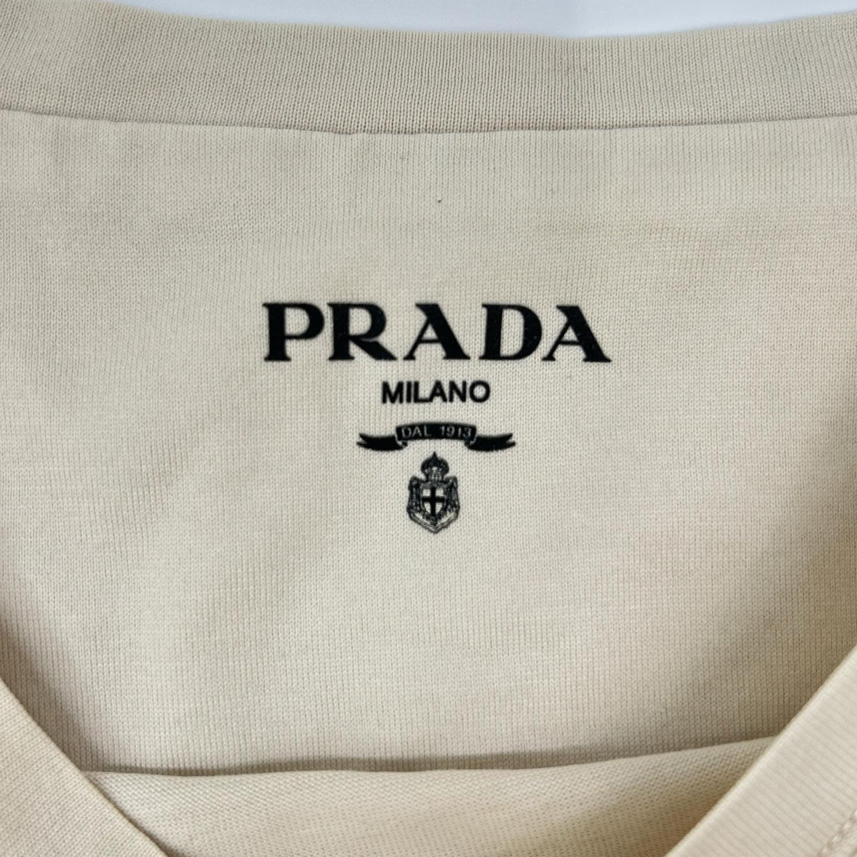 PRADA 23SS Triangle Logo T-Shirt Beige Size L