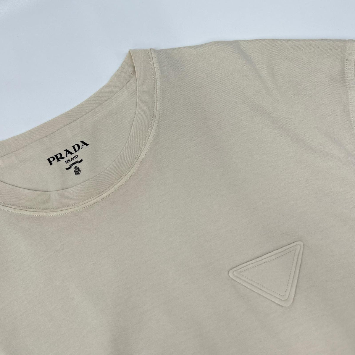 PRADA 23SS Triangle Logo T-Shirt Beige Size L