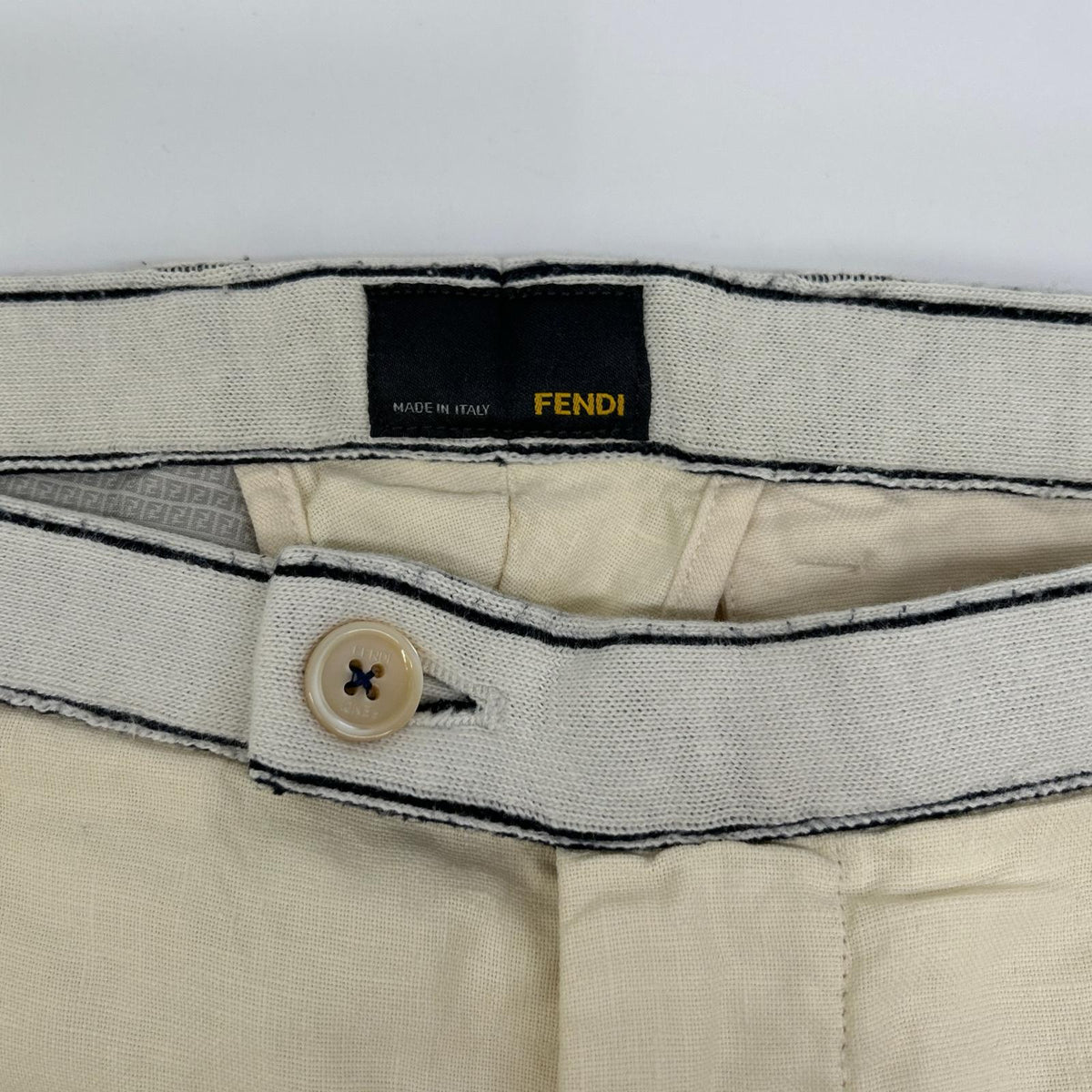 FENDI 2012 Linen Pants Ivory Size 44