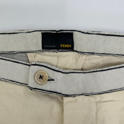 FENDI 2012 Linen Pants Ivory Size 44