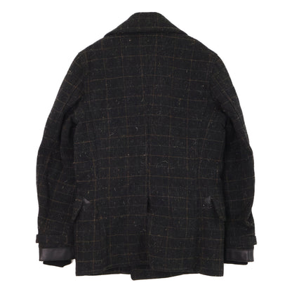 NIGEL CABOURN Military Check Pea Coat Black Size 46