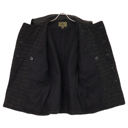 NIGEL CABOURN Military Check Pea Coat Black Size 46