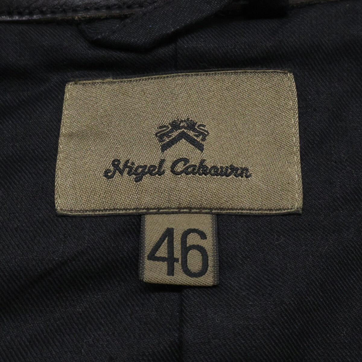 NIGEL CABOURN Military Check Pea Coat Black Size 46
