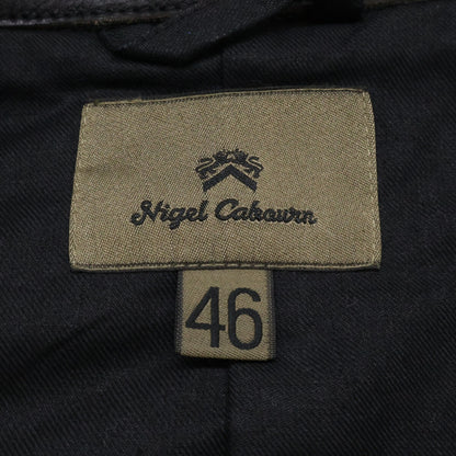 NIGEL CABOURN Military Check Pea Coat Black Size 46
