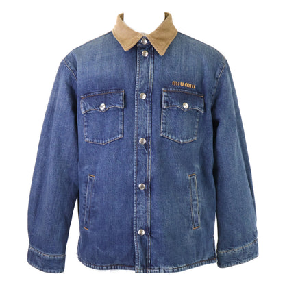 MIUMIU '24 GWB234 Denim Down Jacket Blue Size 40