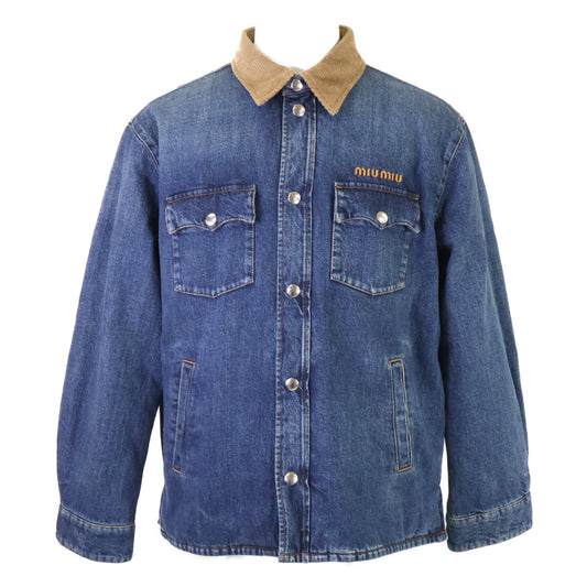 MIUMIU '24 GWB234 Denim Down Jacket Blue Size 40
