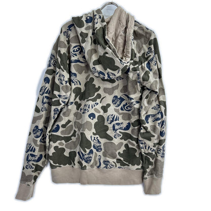 XL Stussy Camo Zip Up Cotton Hoodie Khaki Size XL