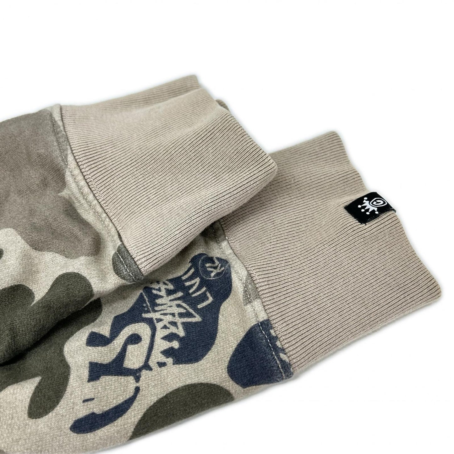 XL Stussy Camo Zip Up Cotton Hoodie Khaki Size XL