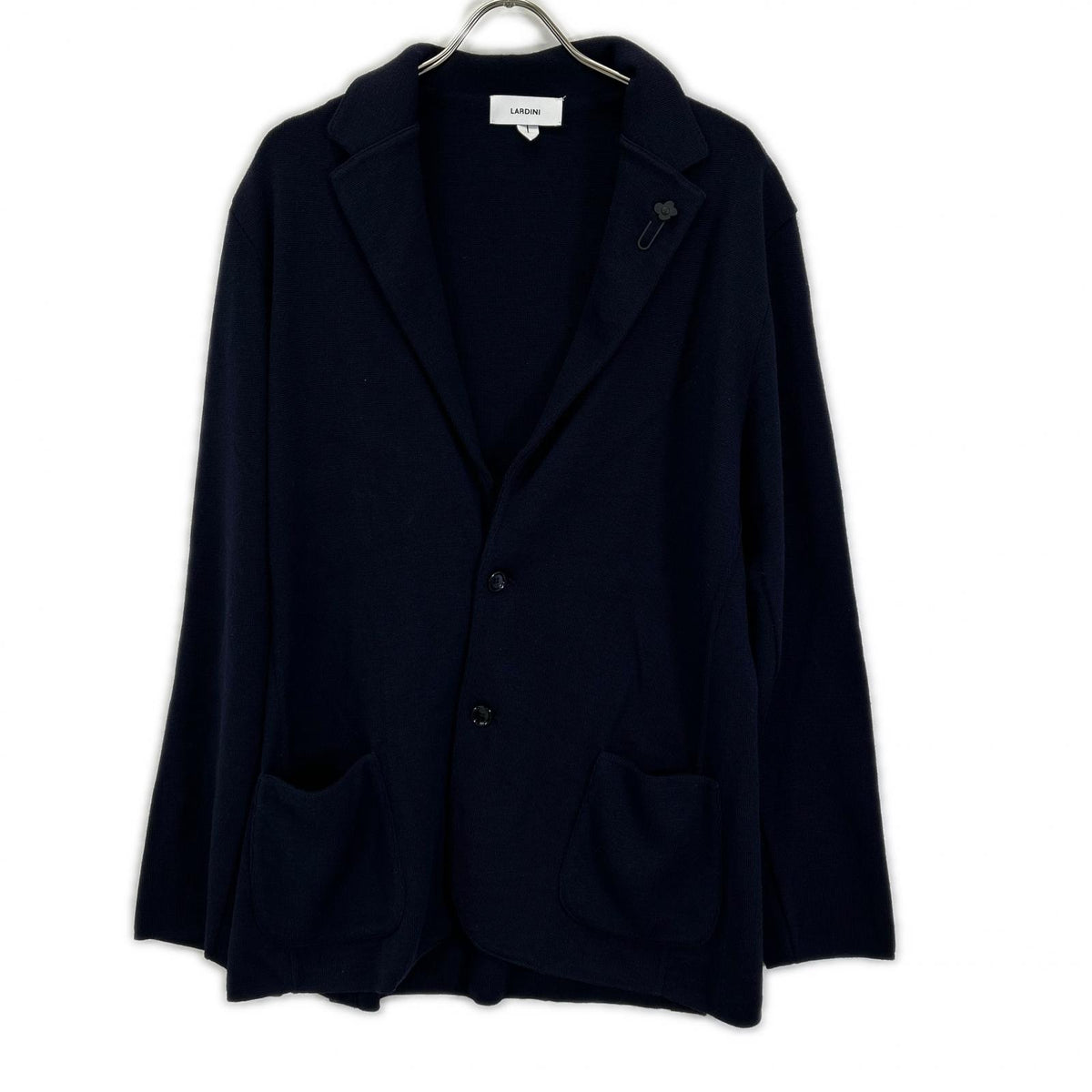 LARDINI IVLJM56 Navy Knit Wool Jacket Size XXXL
