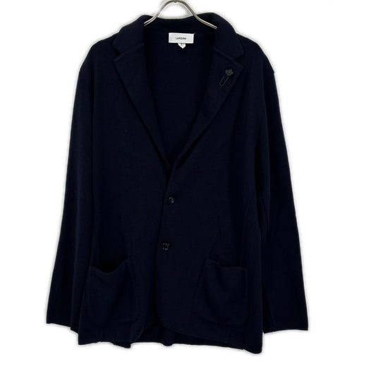 LARDINI IVLJM56 Navy Knit Wool Jacket Size XXXL