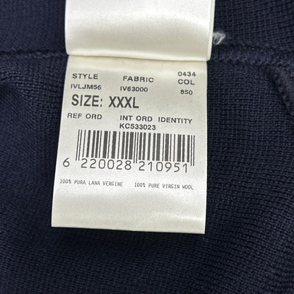 LARDINI IVLJM56 Navy Knit Wool Jacket Size XXXL