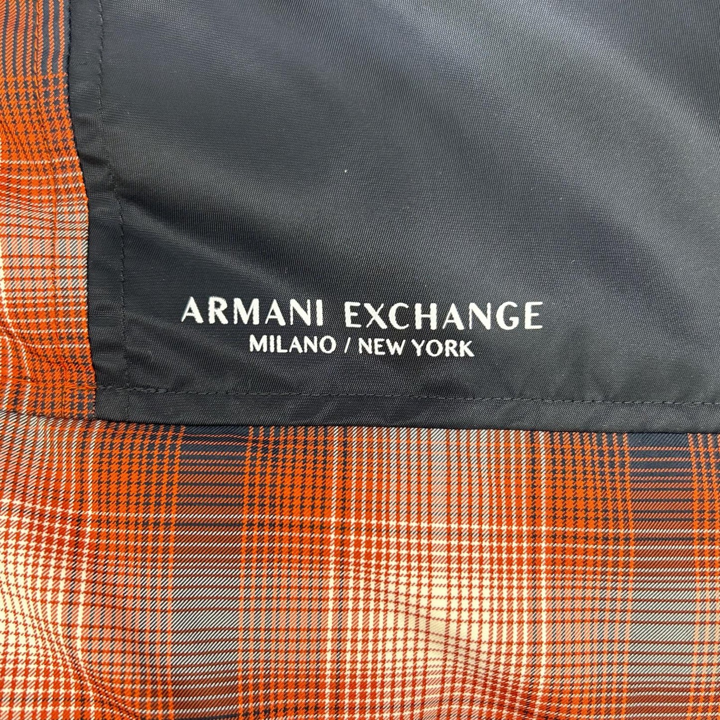 ARMANI EXCHANGE 6LZBL4 Check Down Jacket Orange/Black Size L