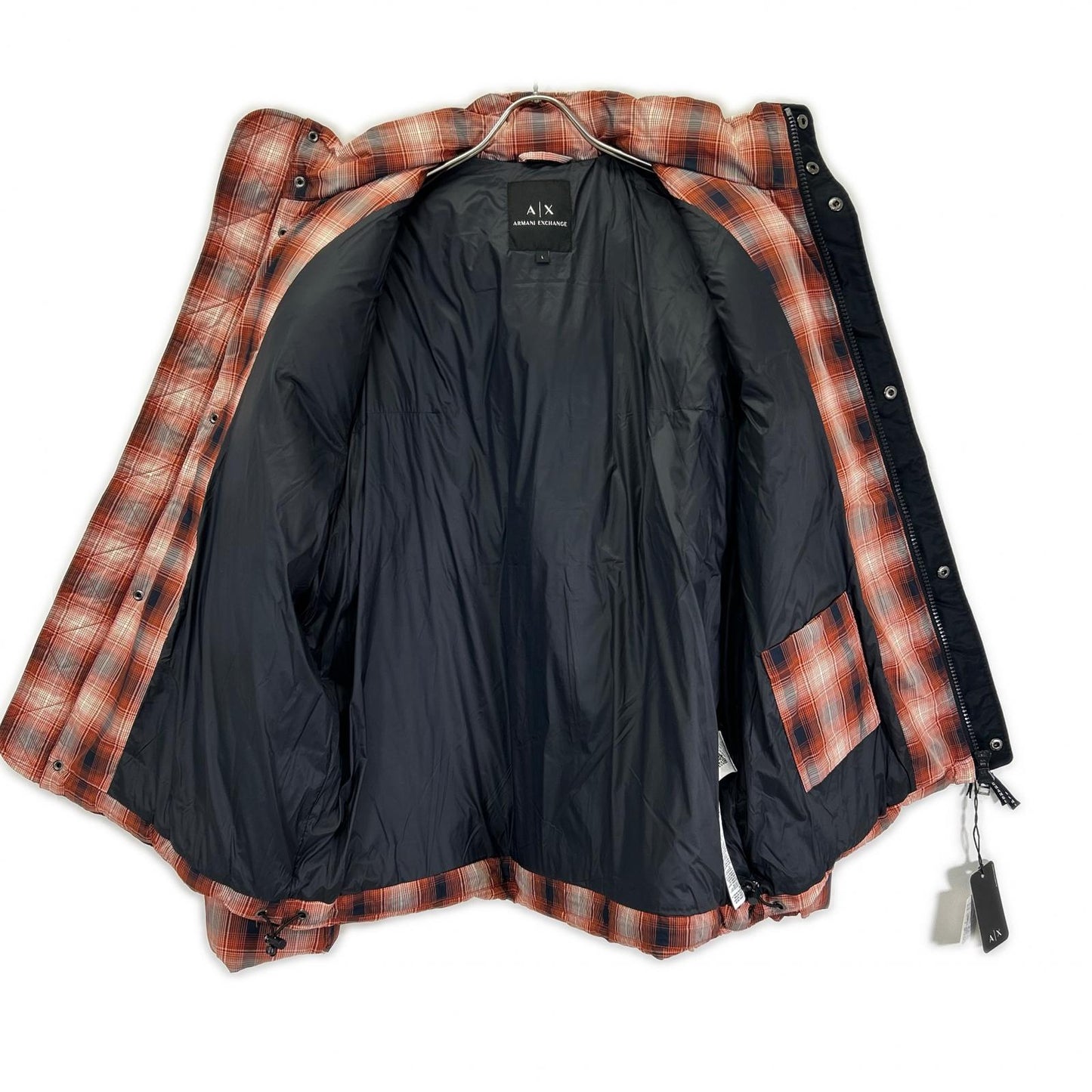 ARMANI EXCHANGE 6LZBL4 Check Down Jacket Orange/Black Size L