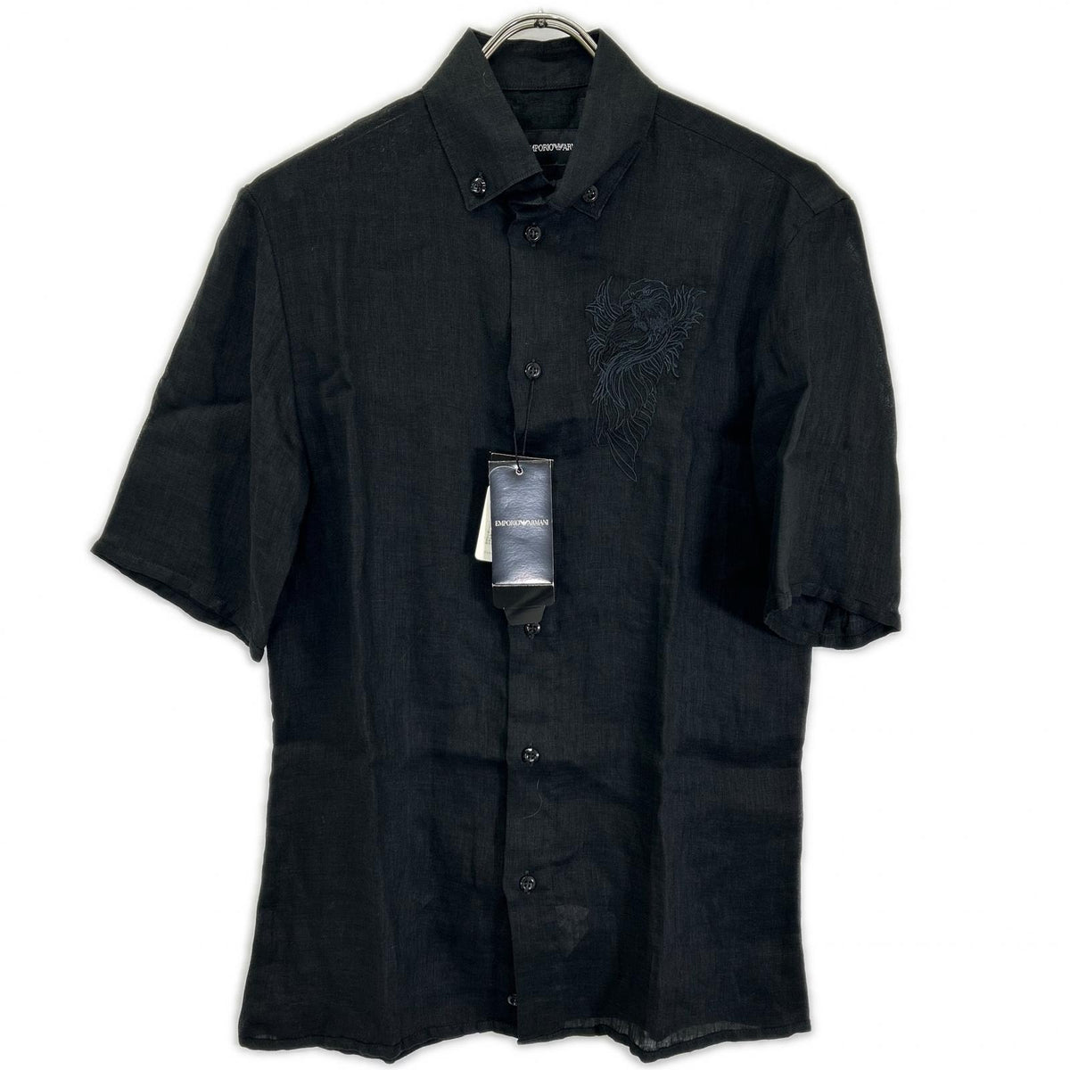 EMPORIOARMANI Black Eagle Embroidered Sleeve Shirt Size 38