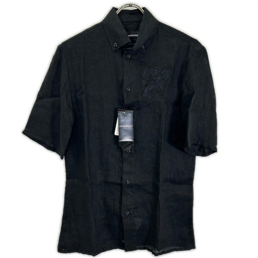 EMPORIOARMANI Black Eagle Embroidered Sleeve Shirt Size 38