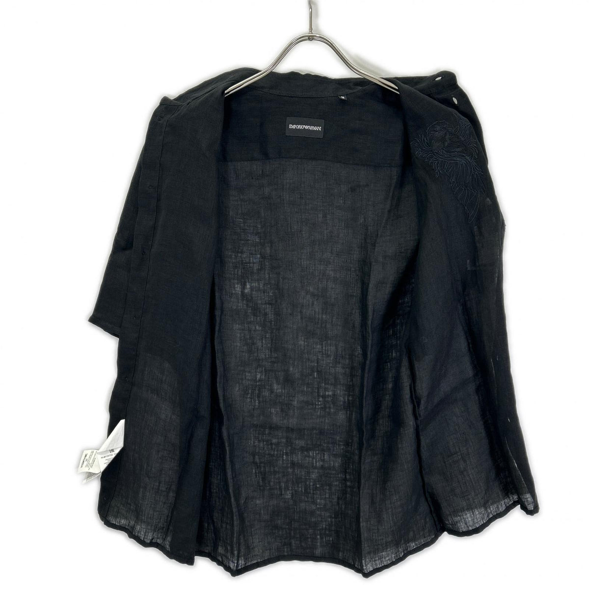 EMPORIOARMANI Black Eagle Embroidered Sleeve Shirt Size 38