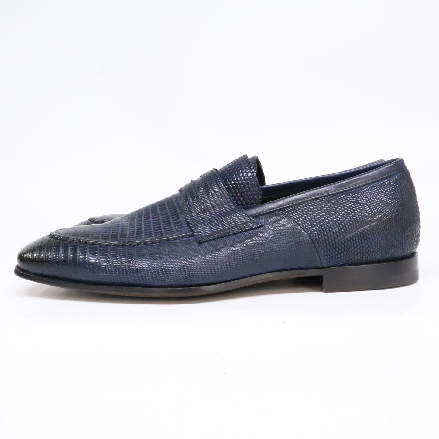 StefanoBranchini Navy Lizard Coin Loafers Size 5