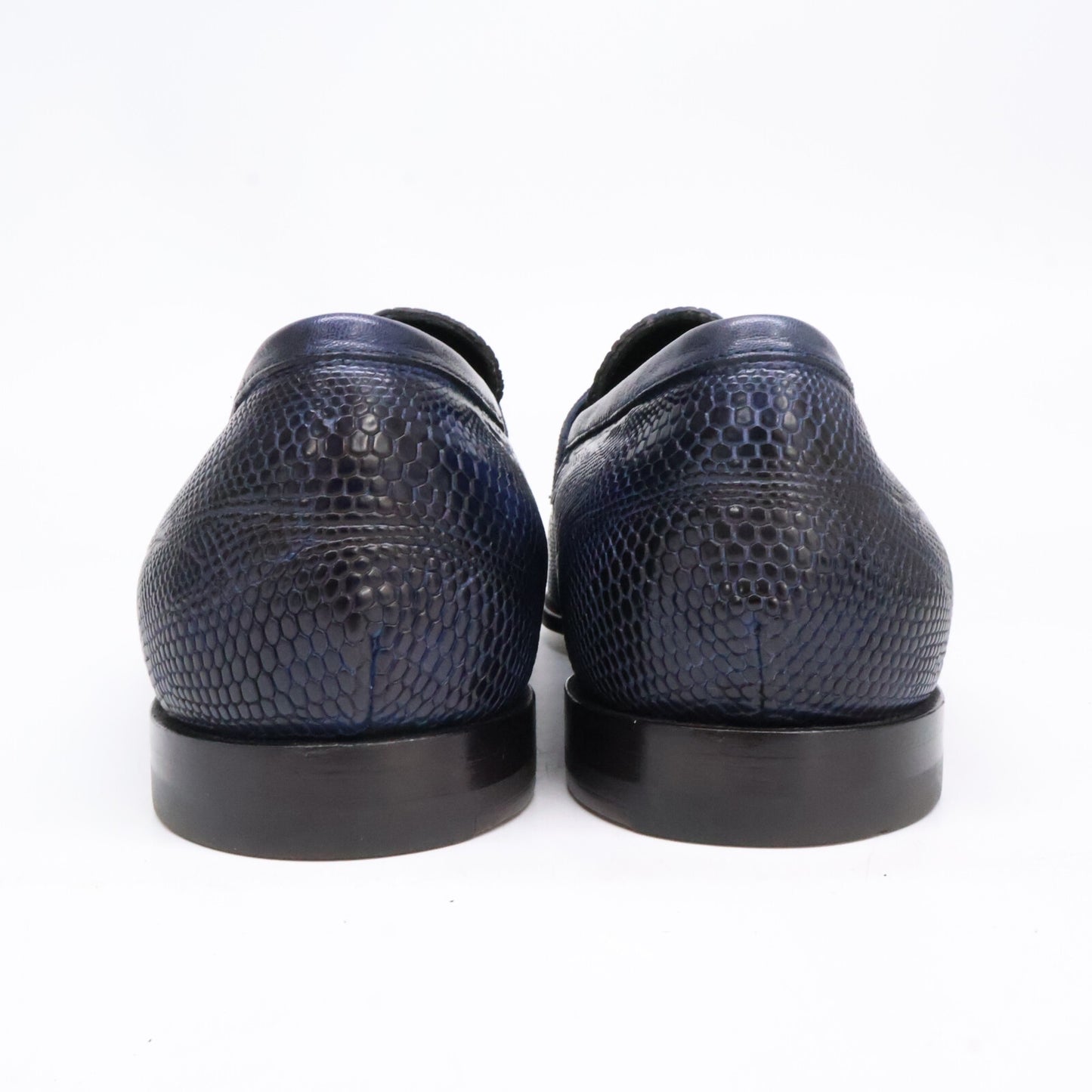 StefanoBranchini Navy Lizard Coin Loafers Size 5
