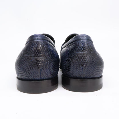 StefanoBranchini Navy Lizard Coin Loafers Size 5