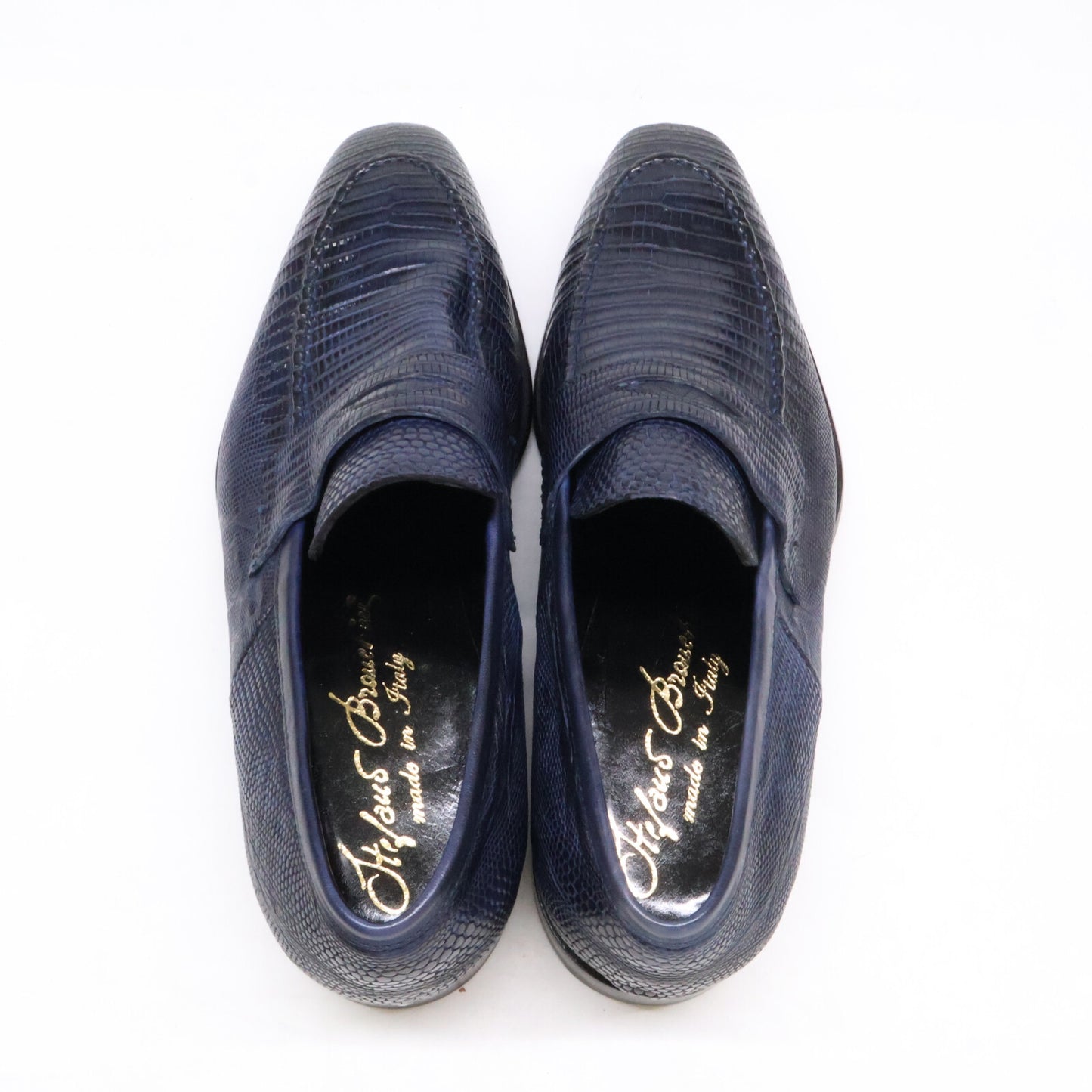 StefanoBranchini Navy Lizard Coin Loafers Size 5