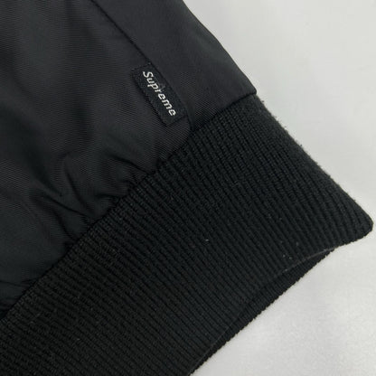 Supreme Black Contrast Script Nylon Varsity Jacket Size L