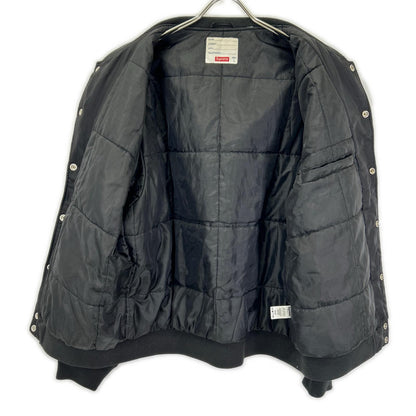 Supreme Black Contrast Script Nylon Varsity Jacket Size L