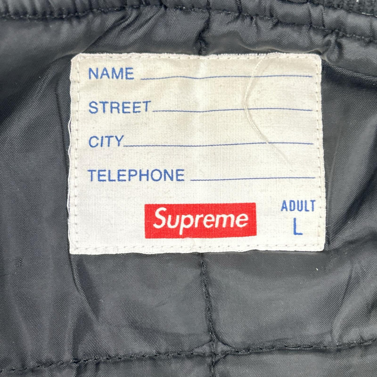 Supreme Black Contrast Script Nylon Varsity Jacket Size L