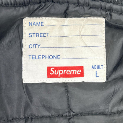 Supreme Black Contrast Script Nylon Varsity Jacket Size L