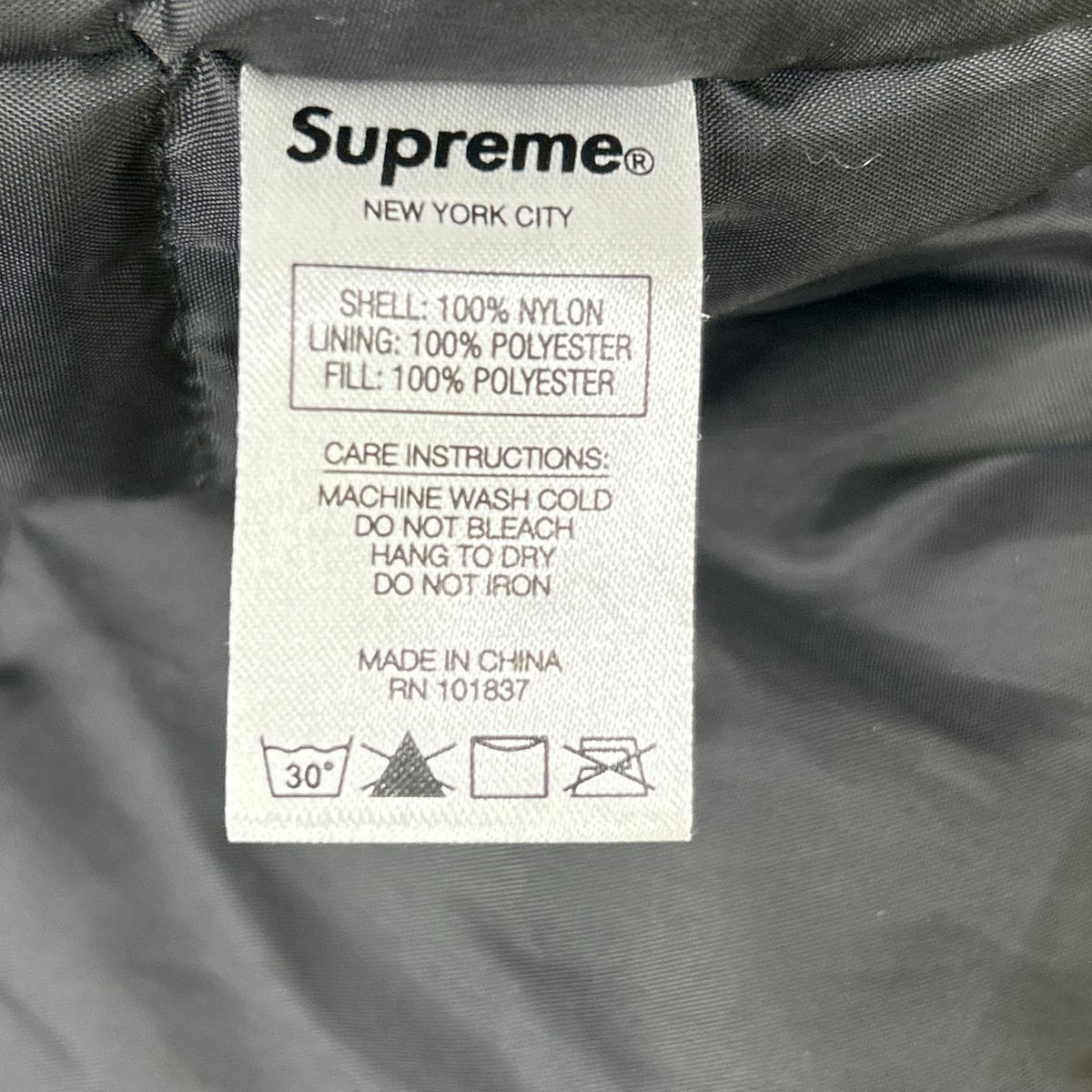 Supreme Black Contrast Script Nylon Varsity Jacket Size L