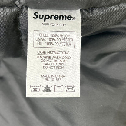 Supreme Black Contrast Script Nylon Varsity Jacket Size L