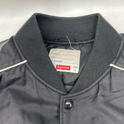 Supreme Black Contrast Script Nylon Varsity Jacket Size L