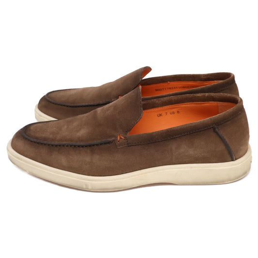 SANTONI MGDT17824TICBGEXS50 Suede Brown Loafers Size UK7