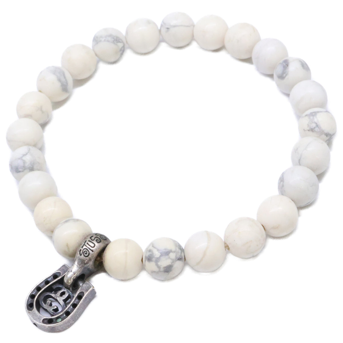 Stussy Horseshoe Charm Howlite Bracelet White