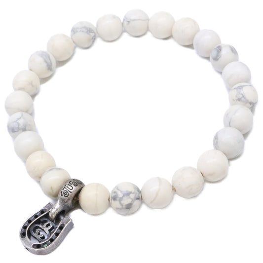 Stussy Horseshoe Charm Howlite Bracelet White