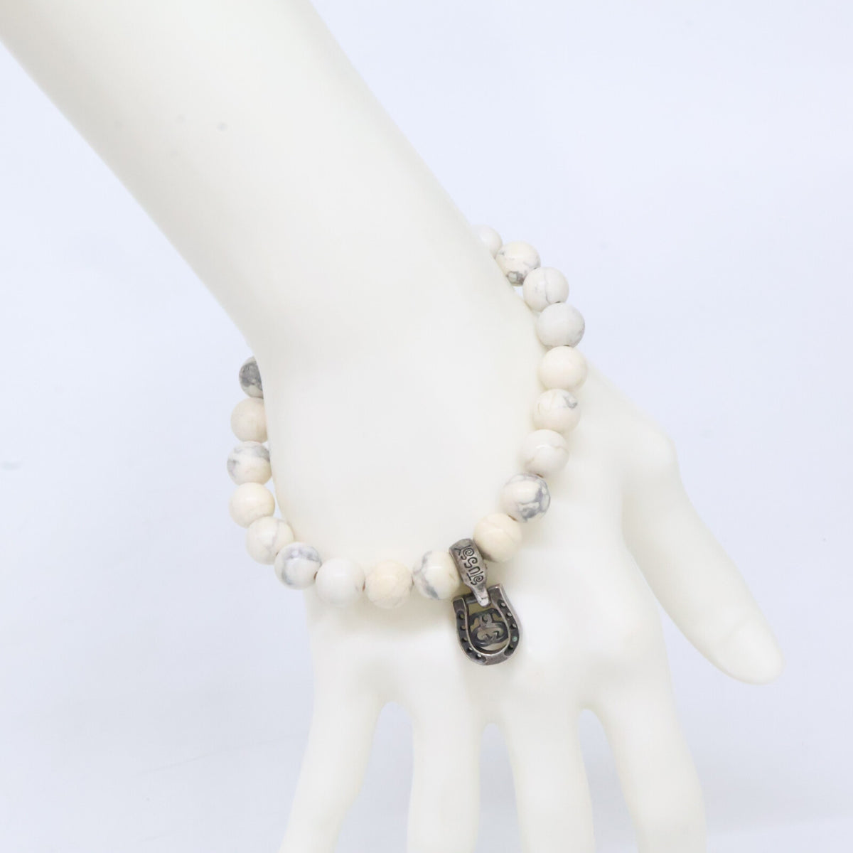 Stussy Horseshoe Charm Howlite Bracelet White