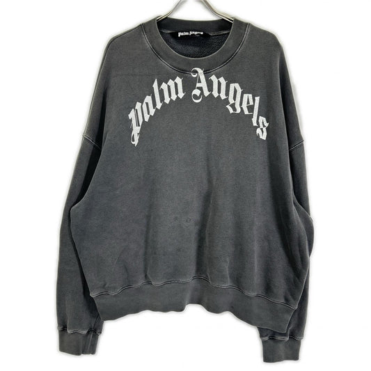 Palm Angels Grey Logo Cotton Sweatshirt Size XL